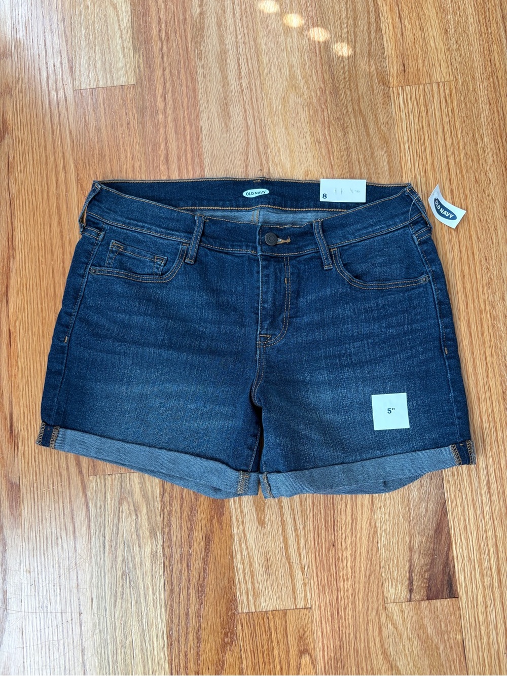 Old Navy Dark Blue Denim Cuffed 5” Jean Shorts